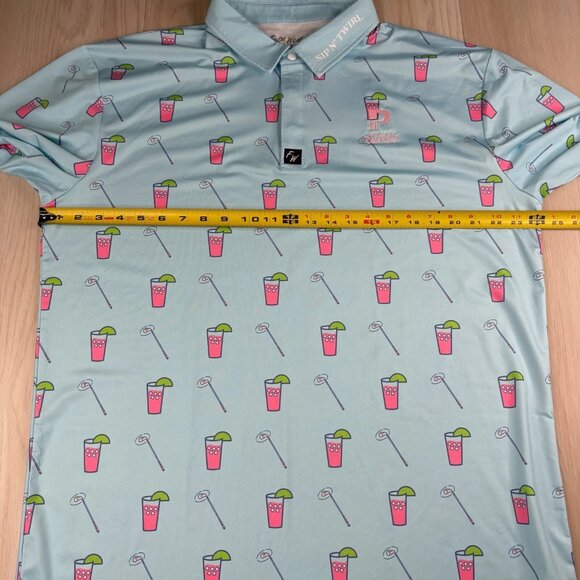 Full Wedge Golf Mens Aqua Blue Sip N’ Twirl Athletic Polo Golf Shirts Size 3XL - Picture 10 of 11